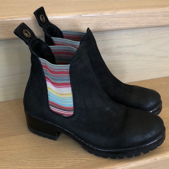 Bueno Women's Florida Boots, Black Leather with fun Multi-Colour Elasti, Size 38 - Picture 4 of 13